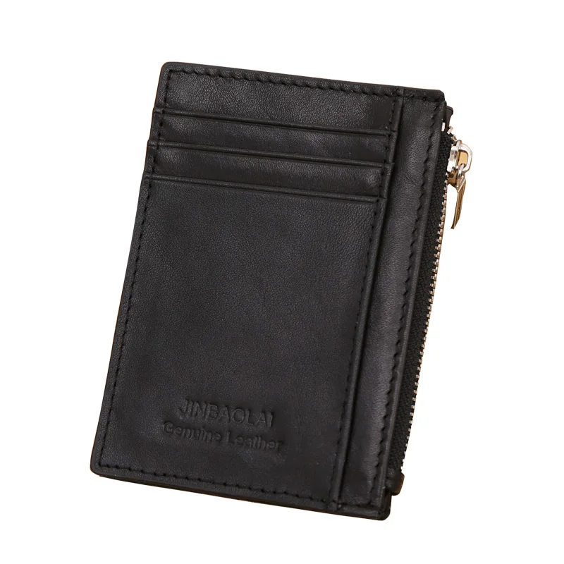 

New Fashion Business Men's Wallet Genuine Leather Zipper Wallet Male's Purse Cardmen Messenger Bags Card&ID Holder