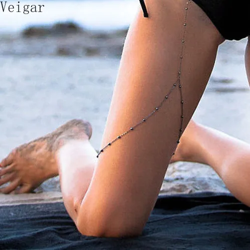 

2018 Summer Beach Fashion Sexy Leg Chain Thigh Strength Elastic Rope Gold/Silver Color Body Chain for Women Girl Jewelry