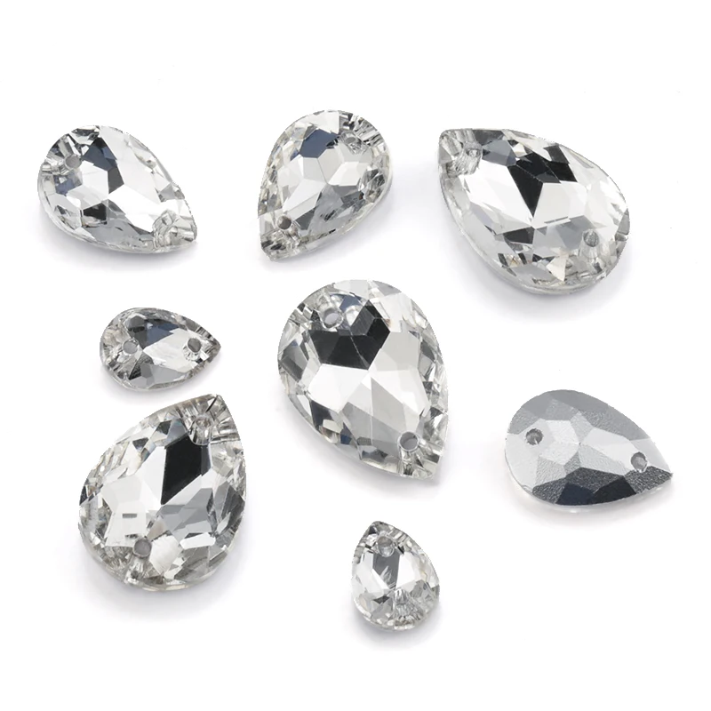 

Horse eye/ drop Crystal Glass Sew On Rhinestone Pointback Sew on Beads Droplet Sewing Bead For Wedding Dress