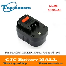 High quality 12V 3000mAh NI-MH Replacement Power Tool Battery For Black&Decker A12, A12-XJ, A12EX, FS120B, FSB12, HPB12