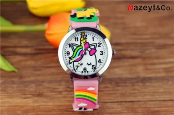 

2019 cute cartoon animal pattern rainbow 3D jelly watch silica gel wrist watch luminous pointer watch