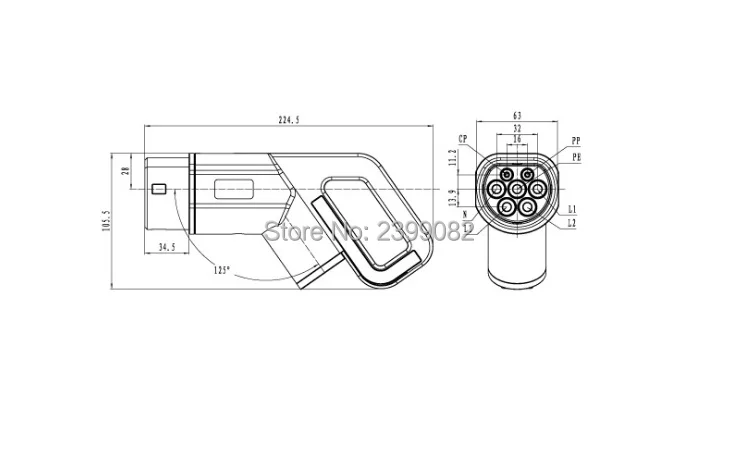 ZWET EVSE 32A IEC 62196-2 кабель EVSE гнездовой разъем 3 фазы для зарядки электромобиля автомобильный торцевой разъем iec 62196-2