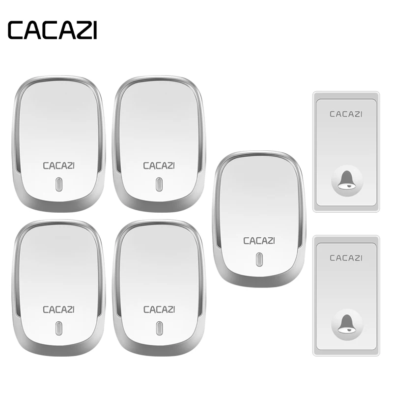 

CACAZI Self-Powered Waterproof Wireless Doorbell No Battery Button LED Light US EU Plug Home Cordless Bell Receiver 36 Rings
