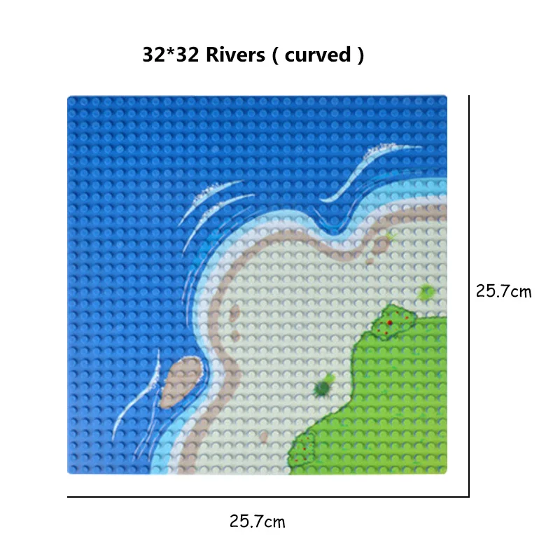 32*32 точки речная трава джунгли DIY дорога строительные блоки части пол остров сцена оазис опорная плита Наборы кубиков детские игрушки подарки - Цвет: 1pcs River Curved