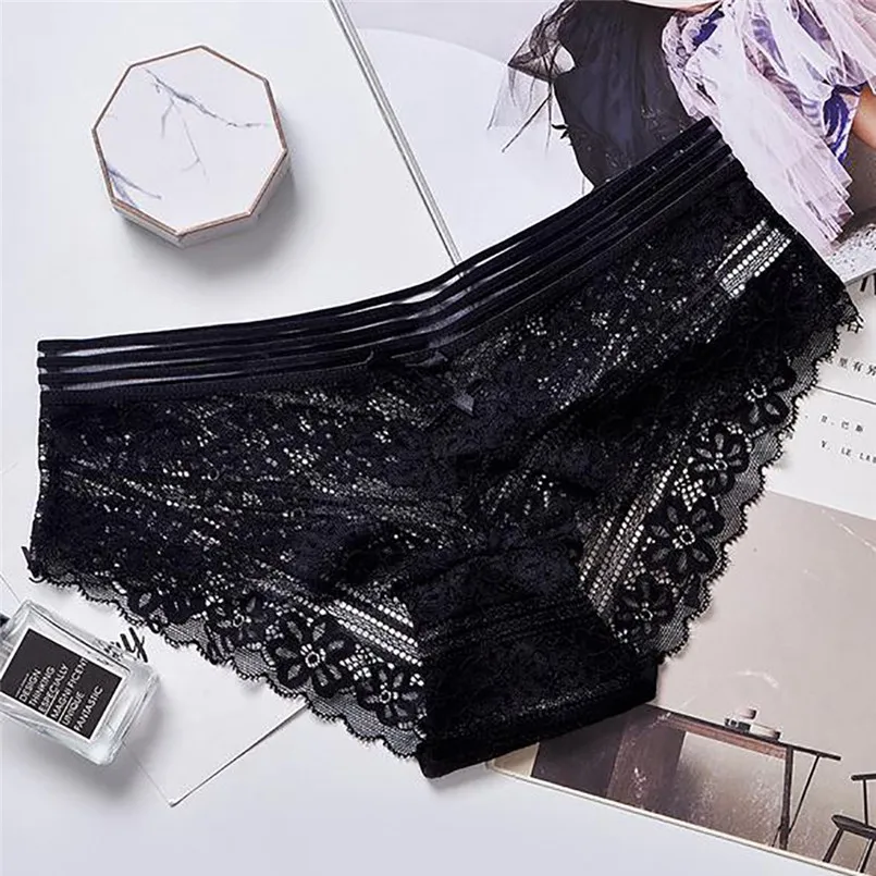 

Women Panties 2019 Autumn Mid-Rise Lace Solid Color Padded Seamless Trendy Underwear Panties calcinha sexy calcinha de renda#t1