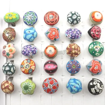 

Bohemian Mixed Adjutale Polymer Clay Rings Free Shiping (round, oval, square, flower shape), 36pcs/Lot