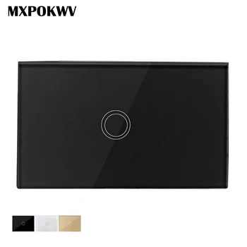 

US AU Standard Touch Wall Light Switch 1 Gang 1 Way Luxury Crystal Glass Panel Touch Switch for led light bulb AC110-240V