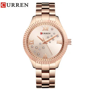 

Luxury Brand CURREN Hot Sale Crystal Stainless Steel Ladies Watches Fashion Dress Quartz Wristwatch Female Clock reloj mujer