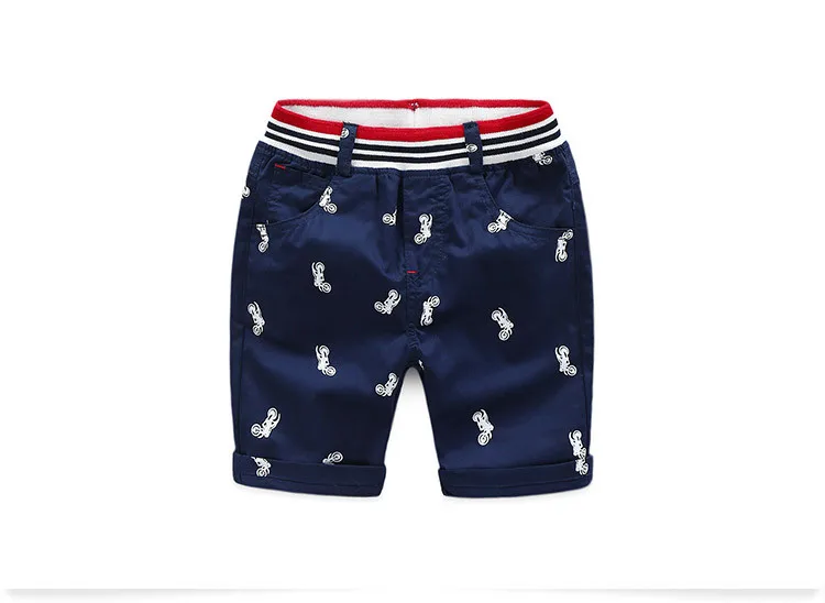 2018 Summer Child Kids Fashion Elastic Waist Motorcycle Print Navy Blue Khaki Cotton Sports Football basketball Baby Boy Shorts (1)