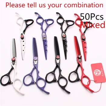 

50Pcs 6" 17.5cm Purple Dragon Stainless Thinning Scissors Cutting Shears Professional Hairdressing Scissors Hair Scissors Z1019