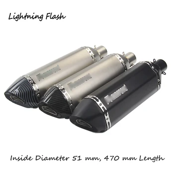

Universal 38-51 mm Motorcycle Exhaust Muffler Pipe 470 mm Tail Escape Removable DB Killer Stainless Steel Carbon Fiber Modified