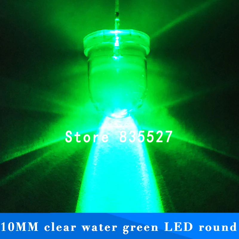 

20pcs/lot F10 Round Water Clear 10mm Emerald Green LED Super Bright Light Lamp beads Emitting Diode Diodes DIP For DIY lights