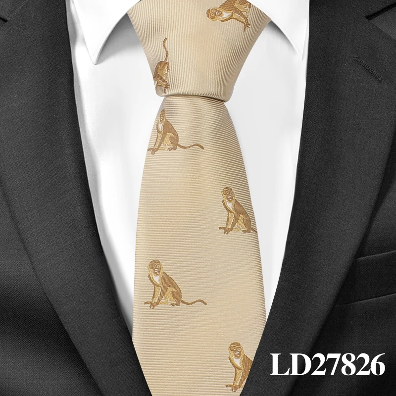 Модный мультяшный галстук для мужчин, полиэфирный жаккардовый галстук с животными, деловые свадебные костюмы, 6 см, узкие галстуки с широким горлом, тонкие галстуки - Цвет: LD27826
