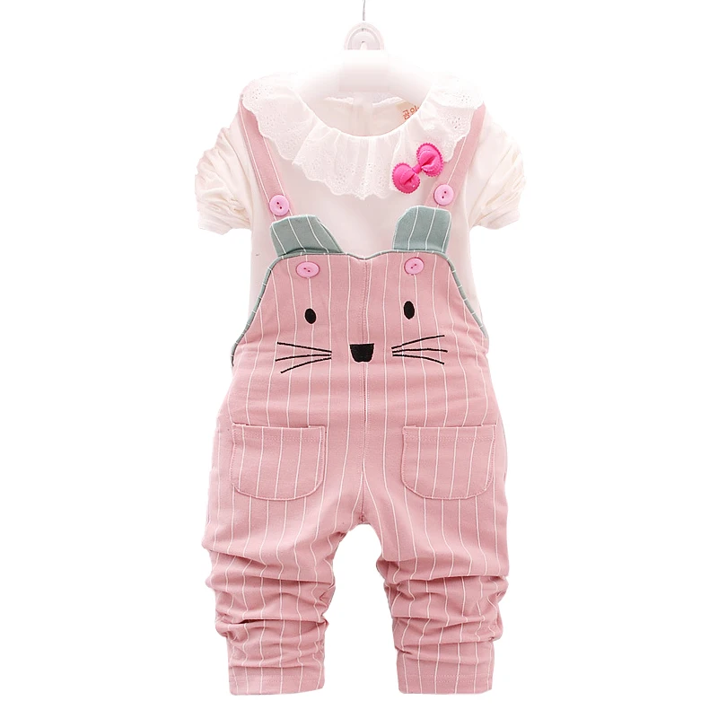 

Baby Girls Clothing Set Cartoon Mouse Clothing Sets For Girls Summer Cotton Shirt Open-seat Bib Pants Suits Children Clothing
