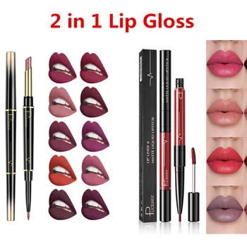 

Hot Pudaier 2 In 1 Lip Gloss Lip Tint Waterproof Makeup Matte Lipstick with Lip Liner Pencil Beauty Cosmetics maquiagem TSLM2