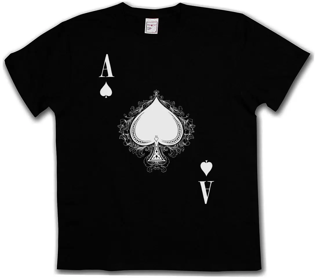 ACE OF SPADES IV T SHIRT Spade Ace Poker Card Casino Karte Royal Flush
