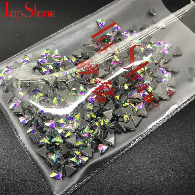 

TopStone 5mm Tri-angle Flatback Hotfix Rhinestone Crystal AB Iron On Stone Nail Art Crystals