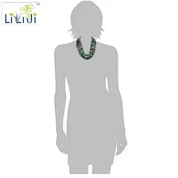 Lii Ji Green Color Shell,Color Agate,Jade Toggle Clasp ,7-strands Necklace about 50cm