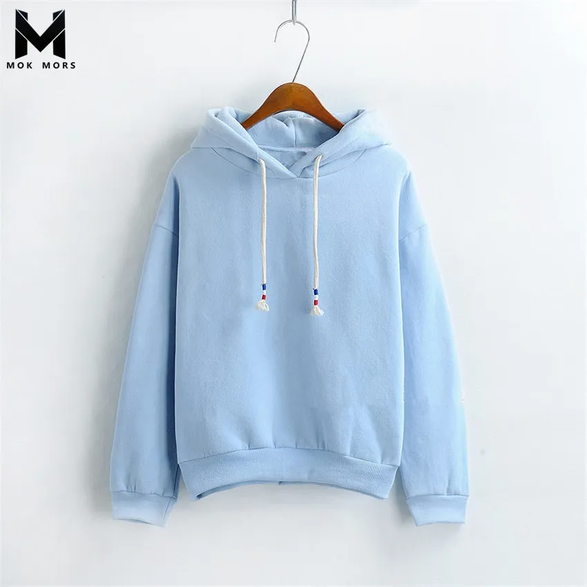 Women's New Casual Solid Color Cotton Women Hoodies Fashion High Street Casual Jogger Sportswear Long Sleeves Womens Hoodies