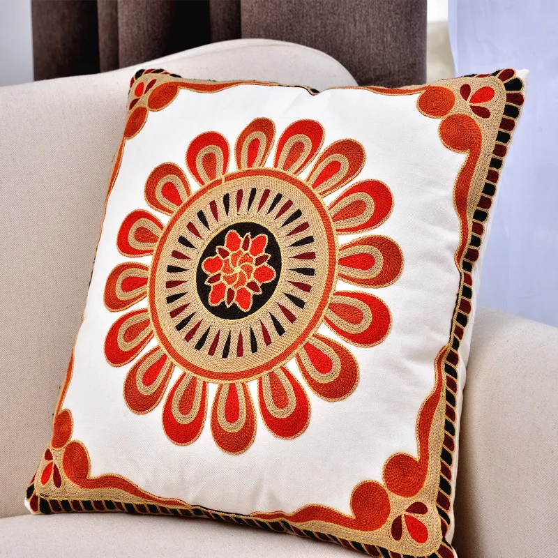 Цветочный подушки с вышивкой крышка вышивка декоративных подушек Чехлы геометрический чехол для подушки домашний декор для дивана размером 45*45 см - Цвет: B