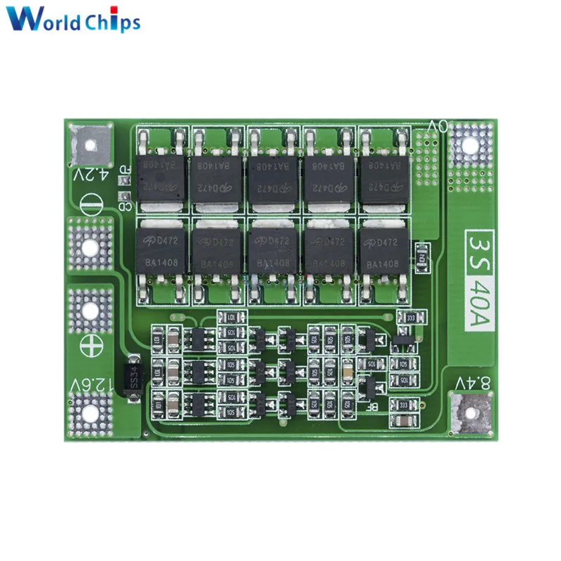 3S 40A 11,1 В 12,6 в 18650 литиевая батарея Защитная плата для зарядного устройства PCB BMS для сверла 40A ток Lipo сотовый модуль улучшенная версия