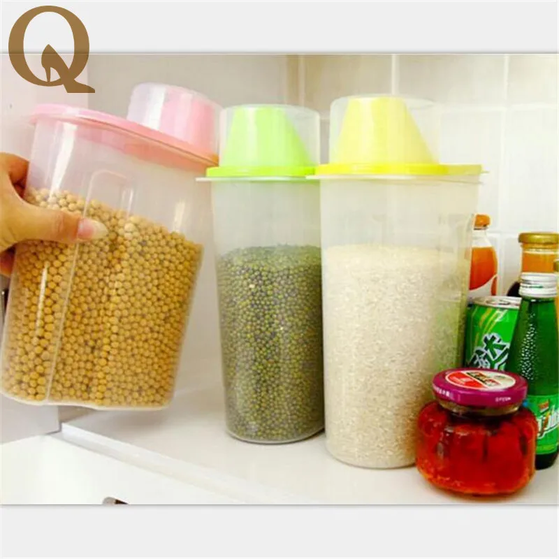 

1.9/2.5L Kitchen Storage Organizer Grain Storage Container Rice Holder Box Cereal Bean Container Sealed Box with Measuring Cup