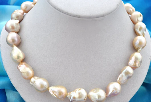 

Hot sell Noble- SHIPPING>>>@@ AS4902 18" 17-21mm baroque baby pink reborn keshi pearl necklace