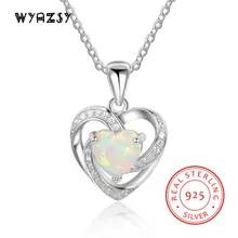 High Quality 100% S925 Sterling Silver Luxury Heart Shape Fashion Opal Pendant Necklace Jewelry Wedding Birthday Gifts For Wife