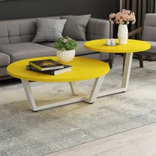 Nordic Modern simple Fashion Table Foyer Creative Round shape Soild wood black white yellow combo Double desktop Deco Bar Desk