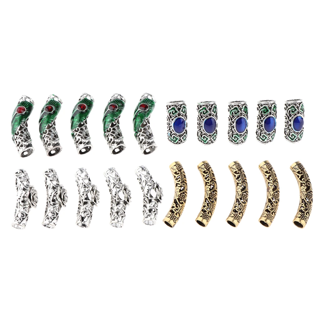 20 Pcs/set Dread Lock Beads Hair Rings Natural Hair Wig Braiding Cuffs Decorations Head Jewels