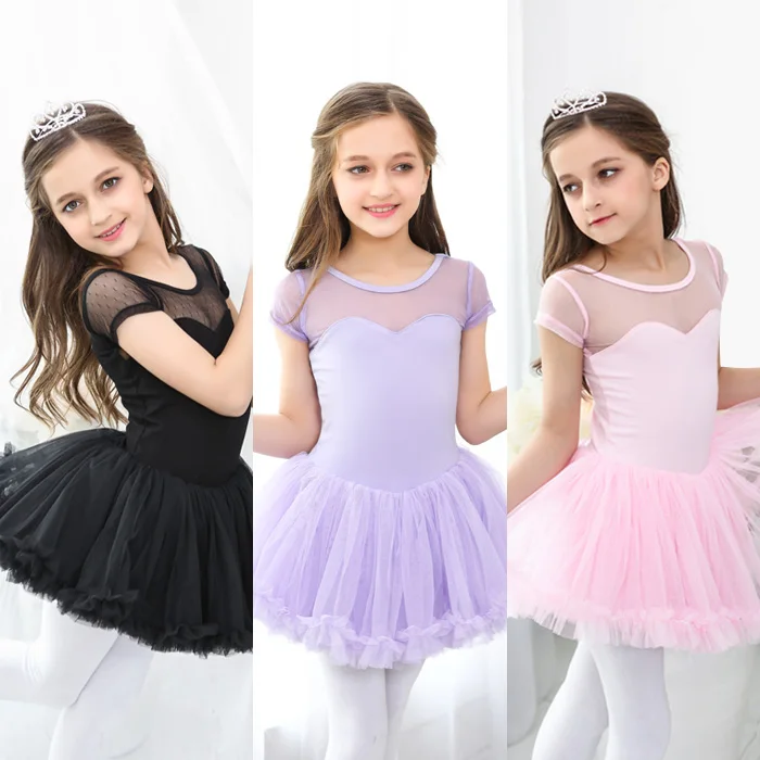 high quality children dance Ballet Tutu short sleeve clothes soft yarn