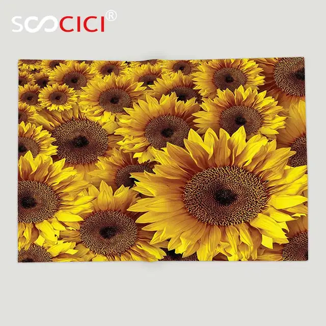Custom Soft Fleece Throw Blanket Sunflower Decor Collection Vintage