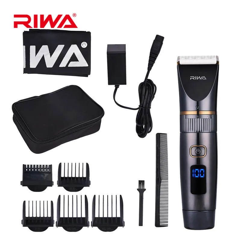 RIWA перезаряжаемый триммер для волос, титановое керамическое лезвие, бритва, машинка для стрижки бороды, триммер, бритва, электрическая машинка для стрижки волос, светодиодный дисплей