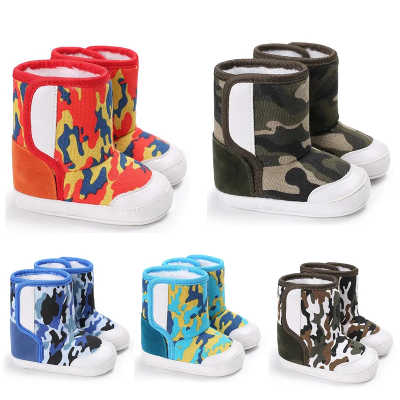 

New fashion camouflage canvas baby boots soft bottom warm baby toddler shoes boots