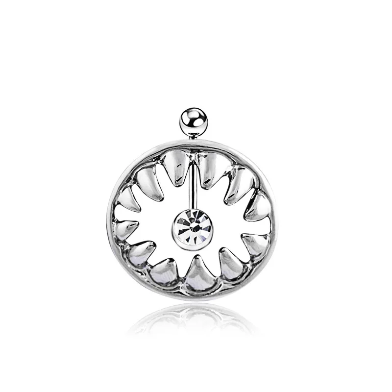 Circle around belly button shield navel Ring piercing bar body jewelry 14g on