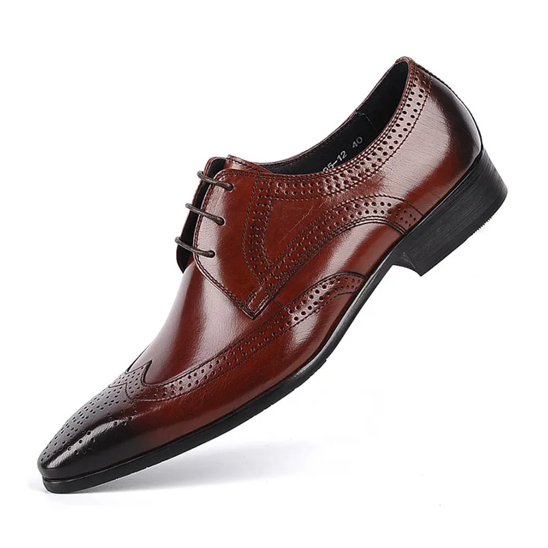 Diseñador Negocios Punta La Brown Boda Grimentin Oficina Cuero Para Hombre Oxford De Auténtico 2018 Formales Lujo Estrecha Italiano Zapatos qw1fAaxv