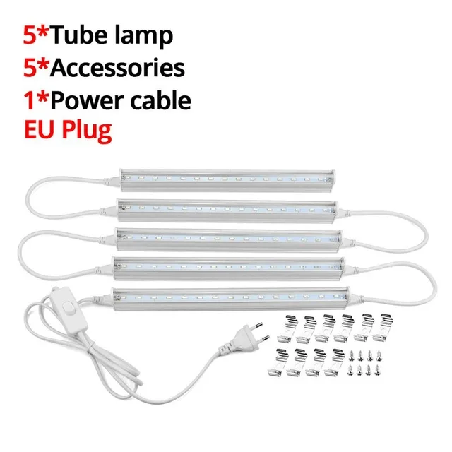 Светодиодный светильник для выращивания, фитолампа для выращивания растений, цветов, фитолампа, полный спектр, для выращивания растений в горшках, 29 см - Испускаемый цвет: 5Pcs EU Plug