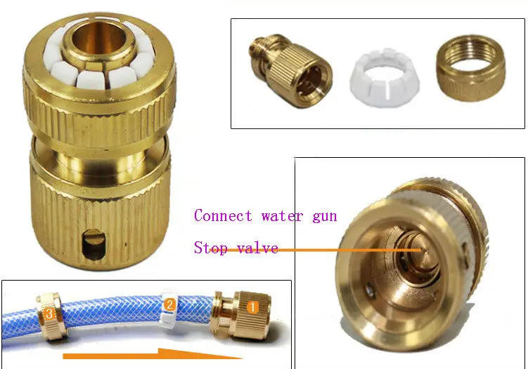 2 шт. 1/" медные соединители для шланга соединитель для водопровода садовый поливочный пистолет быстрый соединитель