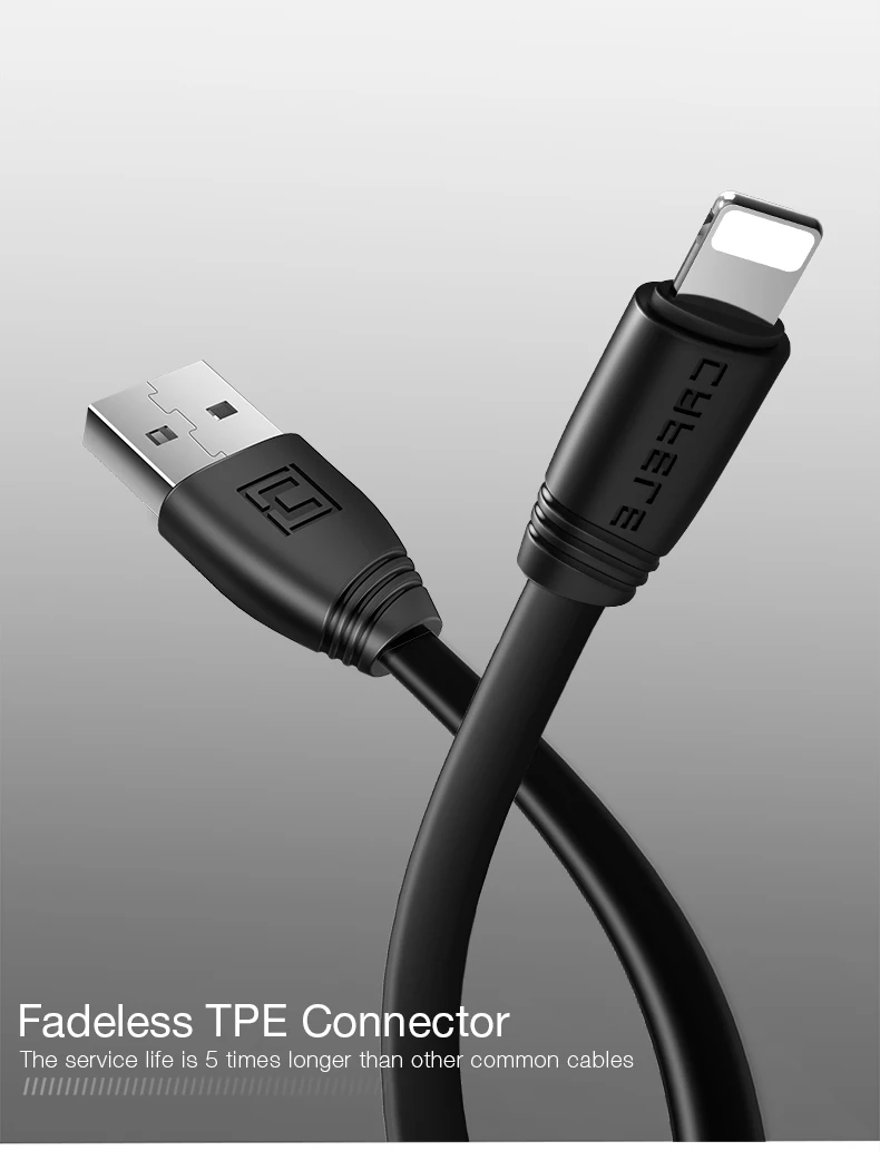 Cafele плоский TPE USB кабель для iPhone кабель быстрой зарядки для iPhone 6 7 8 X DC 5V 2.0A 50 120 см зарядное устройство USB