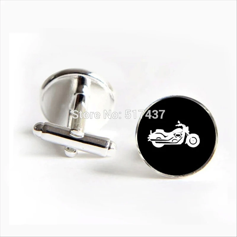 

2018 New Fashion Motorcycle Cufflinks Harley Cuff links Glass Cool Cufflinks For Mens brand Cuff Button