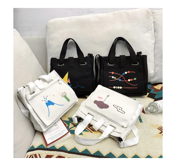Menghuo Women Canvas Handbag Cartoon Printed Shoulder bag Female Large Capacity Ladies Beach Bag Women Canvas Tote Shopping New _34_14