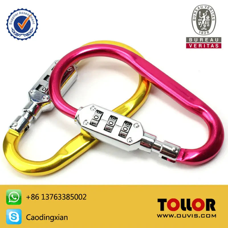 High Quality Aluminum Alloy D Shape Carabiner Screw Lock Bag Hook
