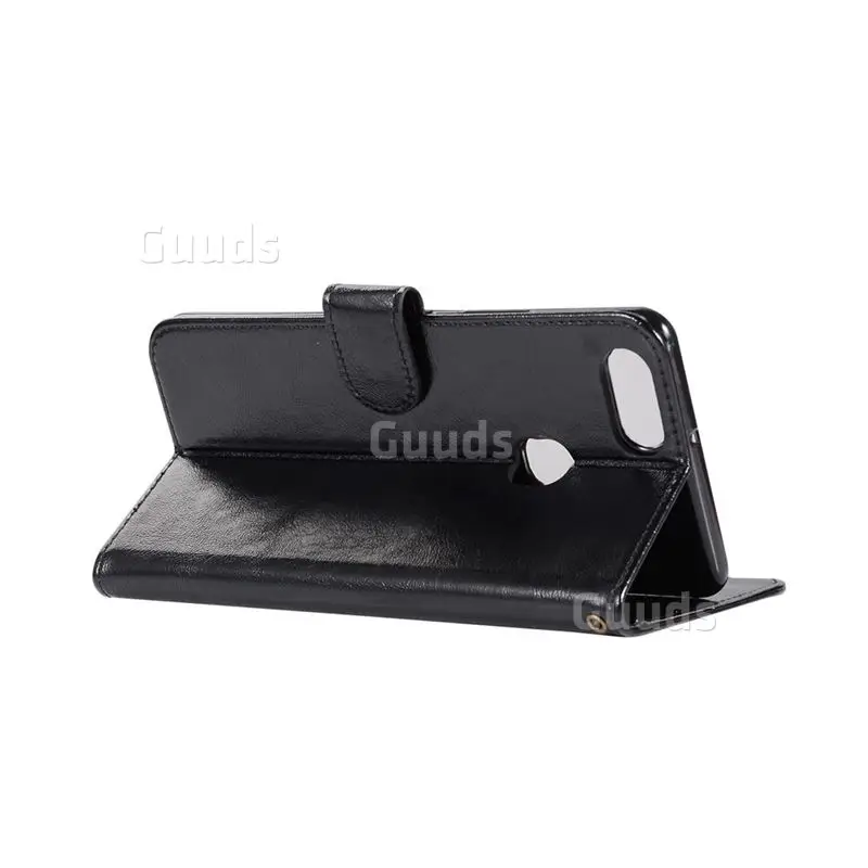 Luxury Retro Leather Wallet Case for Vivo X20 Plus - Black