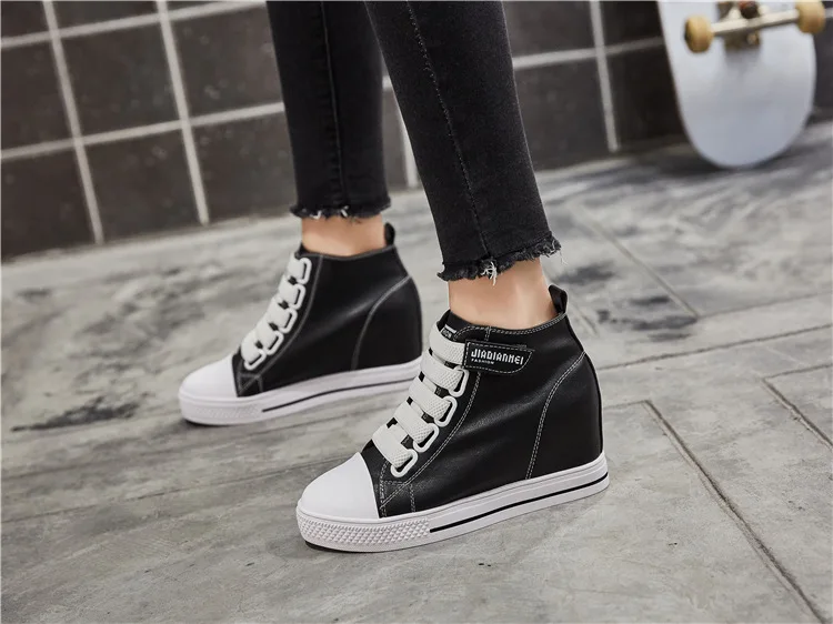 

Fashion Leisure Increased Internal Pumps for Women Round Toe High Hook LoopPlatform Shoes Thick Sole Solid Zapatos Mujer