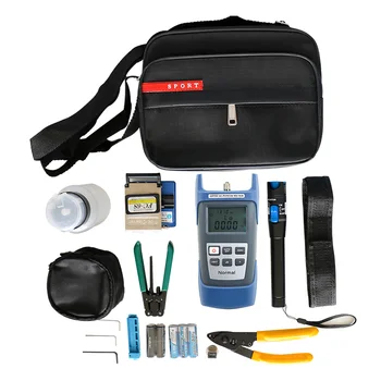 

12pcs/set FTTH Fiber Optic Tool Kit with Fiber Cleaver -70~+10dBm Optical Power Meter Visual Fault Lcator 5mw
