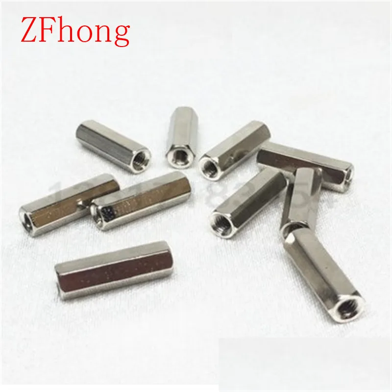 100pcs/lot M3*L L=5-60mm Female Female Brass Standoff Spacer Nickel plated Spacing Screws Brass Threaded Spacer hex space 50pcs lot m3 l 4mm 50mm brass standoff spacer female female m3 l brass threaded spacer hex spacer bssffnnp m3