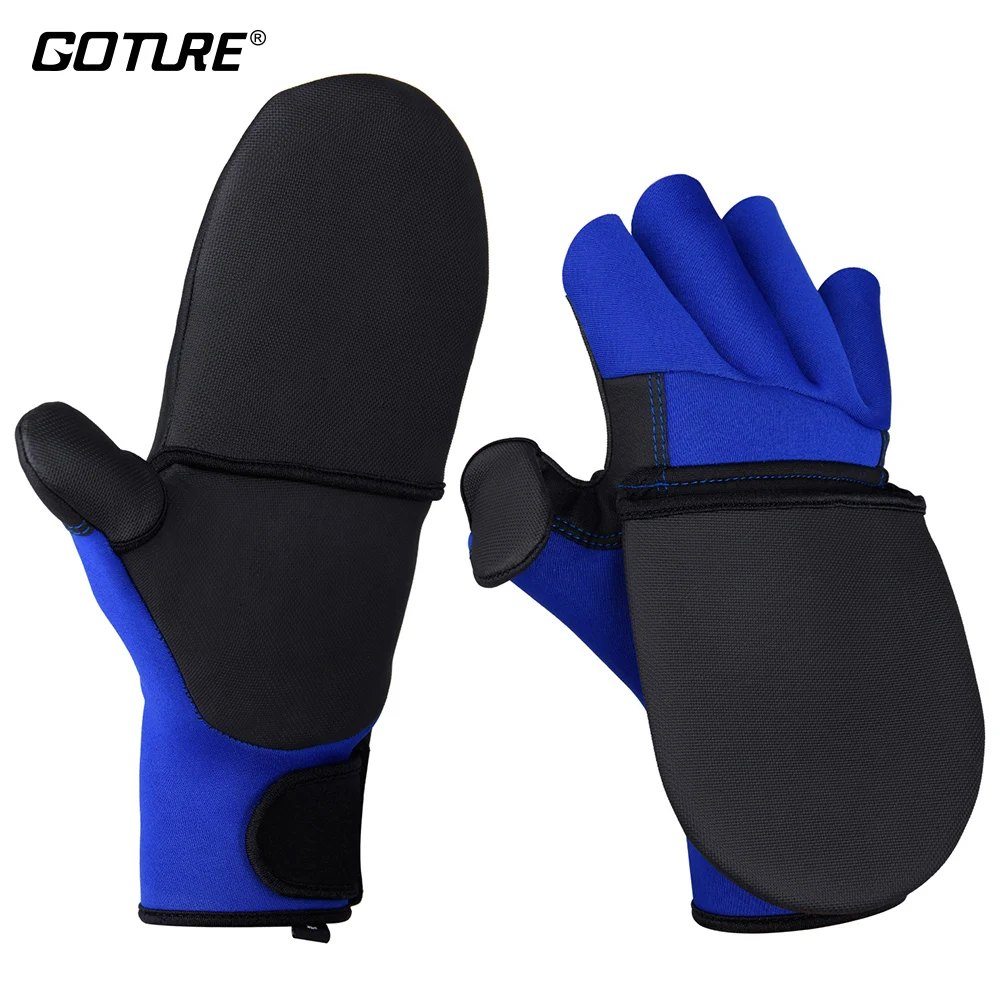Goture Winter Fishing Gloves Full or Half Finger Waterproof Flip Glove