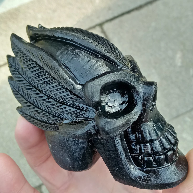 

80mm Healing natural obsidian stone sharpening the crystal skull personality fashion gifts home decor accessories