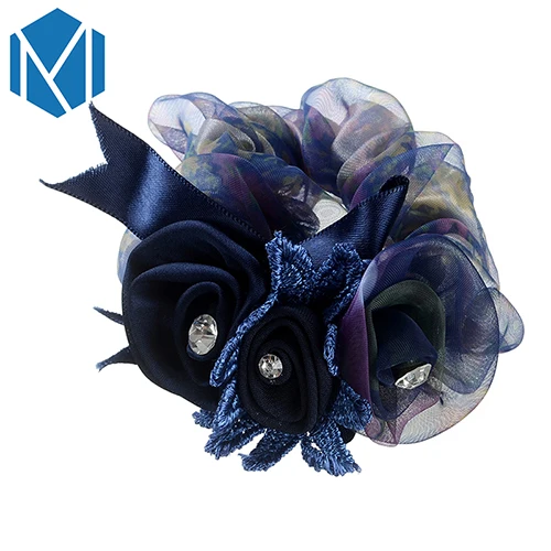 MISM Lady Сатиновые эластичные резинки для волос элегантные кружевные цветы резинка для волос с кристаллами тонкая лента бант украшение для волос аксессуары - Цвет: Color C