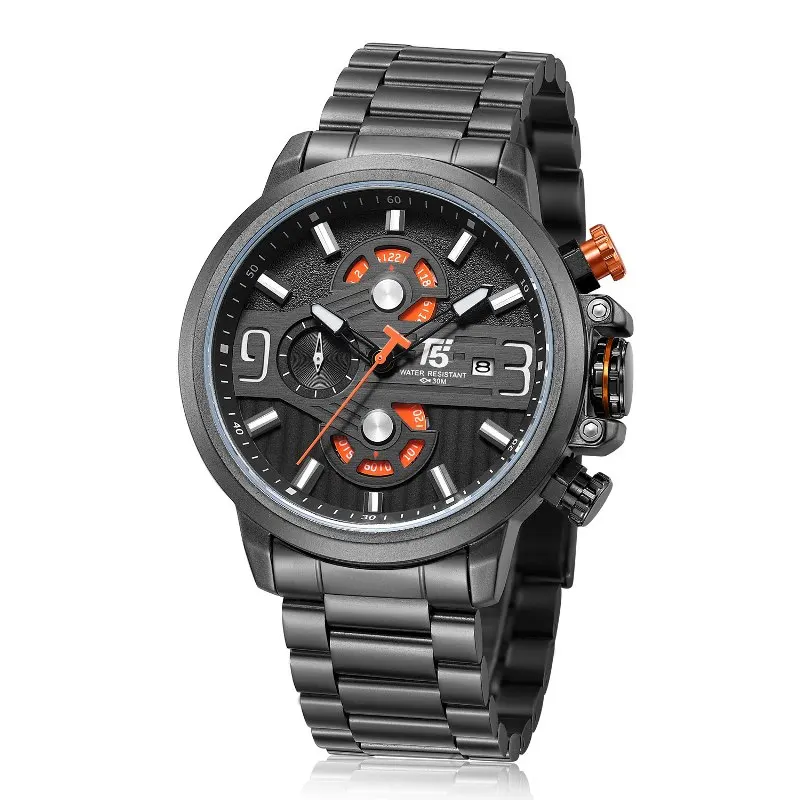 T5 Топ бренд класса люкс розовое золото черный кварцевый хронограф мужские водонепроницаемые спортивные мужские s часы мужские часы Relogio Masculino наручные часы
